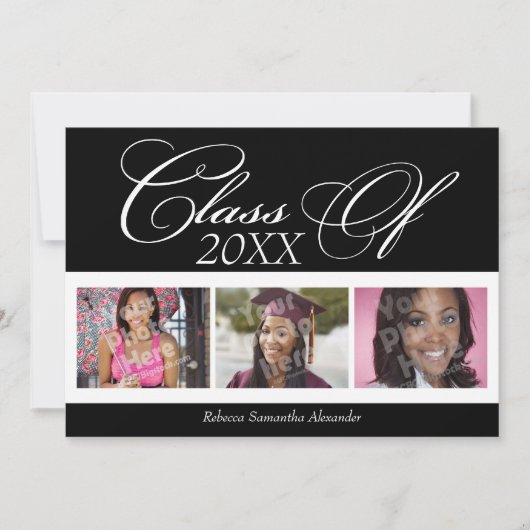 Aankondiging van 3-foto's-Afstuderen met ronde ver (Voorkant)