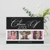 Aankondiging van 3-foto's-Afstuderen met ronde ver (Staand voorkant)