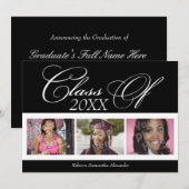 Aankondiging van 3-foto's-Afstuderen met ronde ver (Voorkant / Achterkant)