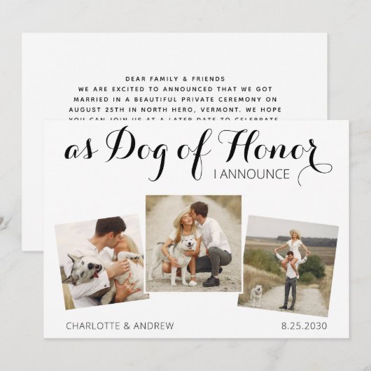 Aankondiging van Aangepaste 3 foto-dog-weddenschap (Voorkant / Achterkant)