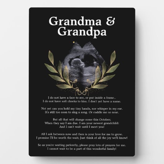 Aankondiging van aankomende kleinkinderen voor gro fotoplaat (voorkant)