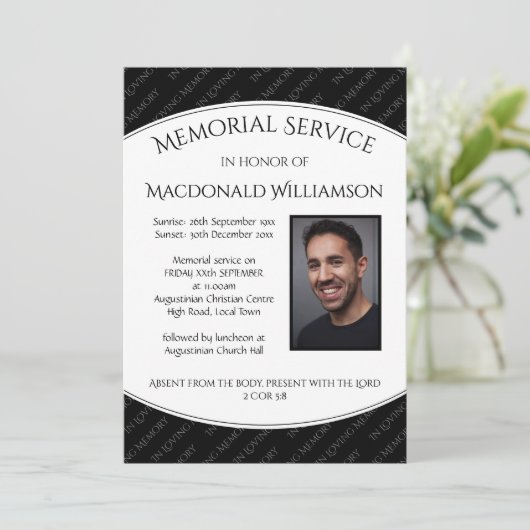 AANKONDIGING VAN AANKONDIGDE MEMORIËLE SERVICE (Staand voorkant)