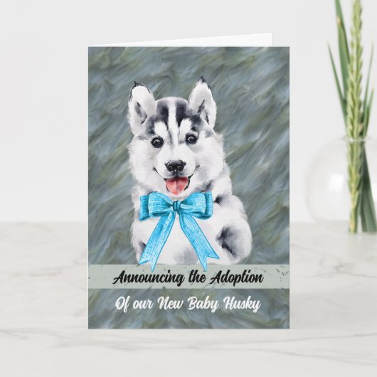Aankondiging van adoptie van Baby Husky Dog (Voorkant)