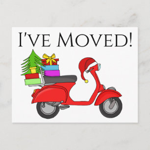 Aankondiging van adres Klassieke kerstscooter Briefkaart
