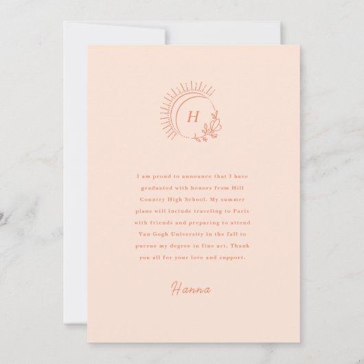 Aankondiging van afstudeerfeest 'Just Peachy' (Achterkant)