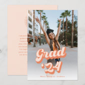 Aankondiging van afstudeerfeest 'Just Peachy' (Voorkant / Achterkant)