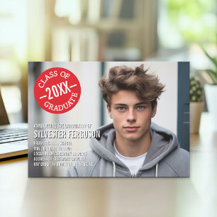 Aankondiging van afstudeerfoto met rode chevrons