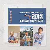 Aankondiging van afstuderen 3 Foto-collage in blau (Voorkant)