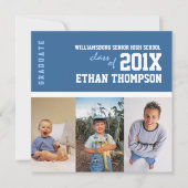 Aankondiging van afstuderen 3 Foto-collage in blau (Voorkant)