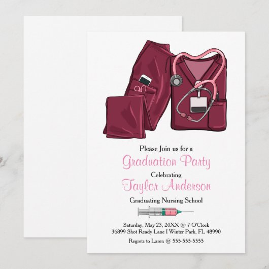 Aankondiging van afstuderen aan de verpleegkundige (Voorkant / Achterkant)