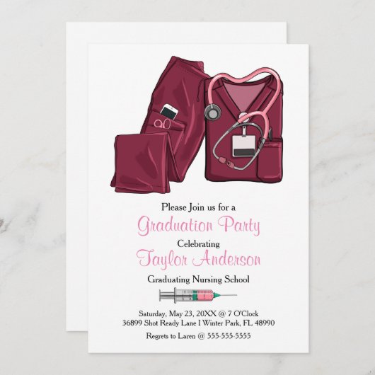 Aankondiging van afstuderen aan de verpleegsterssc (Voorkant / Achterkant)