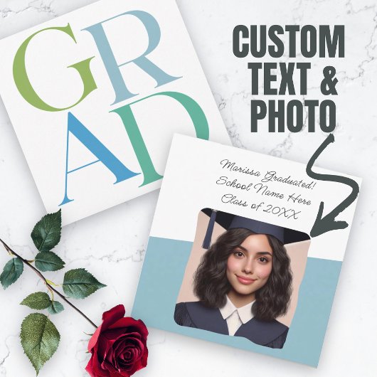 Aankondiging van afstuderen Aangepaste foto typogr