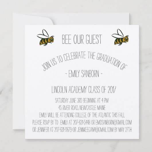 Aankondiging van afstuderen en feestelijke uitnodi (Voorkant)