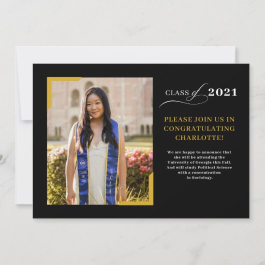 Aankondiging van afstuderen Fotokaart Uitnodiging  (Achterkant)