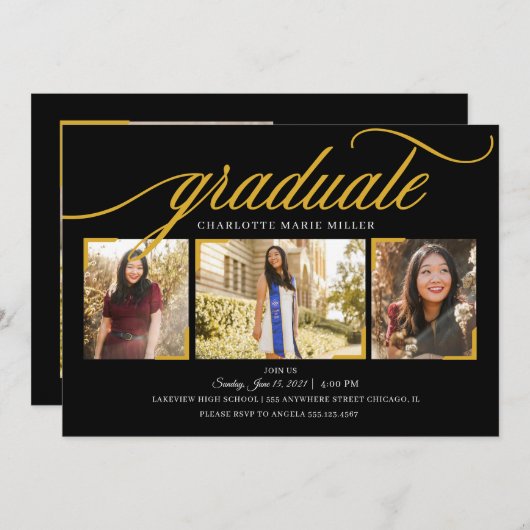 Aankondiging van afstuderen Fotokaart Uitnodiging  (Voorkant / Achterkant)