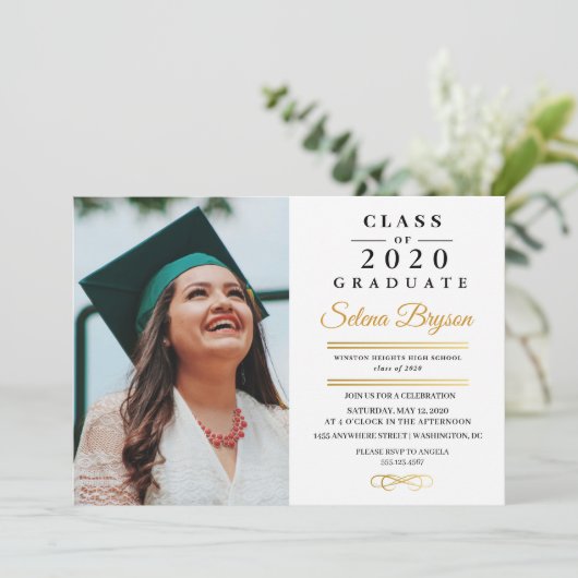 Aankondiging van afstuderen Fotokaart Uitnodiging (Staand voorkant)