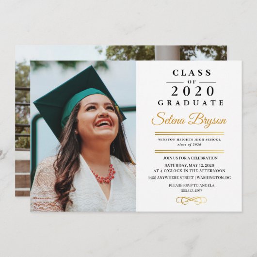 Aankondiging van afstuderen Fotokaart Uitnodiging (Voorkant / Achterkant)