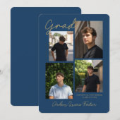 Aankondiging van afstuderen in Navy Blue Met meer (Voorkant / Achterkant)