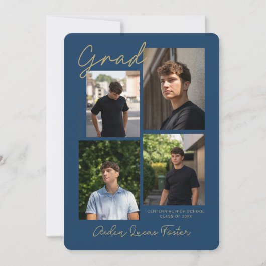 Aankondiging van afstuderen in Navy Blue Met meer (Voorkant)