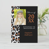 Aankondiging van afstuderen Lopard-fotouitnodiging (Staand voorkant)
