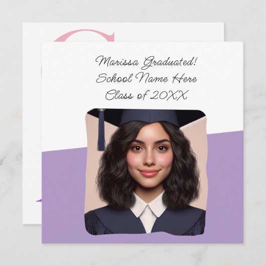 Aankondiging van afstuderen met aangepaste foto ty (Voorkant / Achterkant)