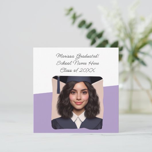 Aankondiging van afstuderen met aangepaste foto ty (Staand voorkant)