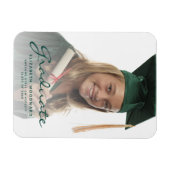 Aankondiging van afstuderen met donkergroen schrif magneet (Horizontaal)