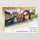 Aankondiging van afstuderen met foto en namaak gou (Voorkant / Achterkant)