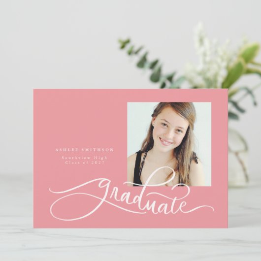 Aankondiging van Afstuderen met handschrift voor v (Staand voorkant)