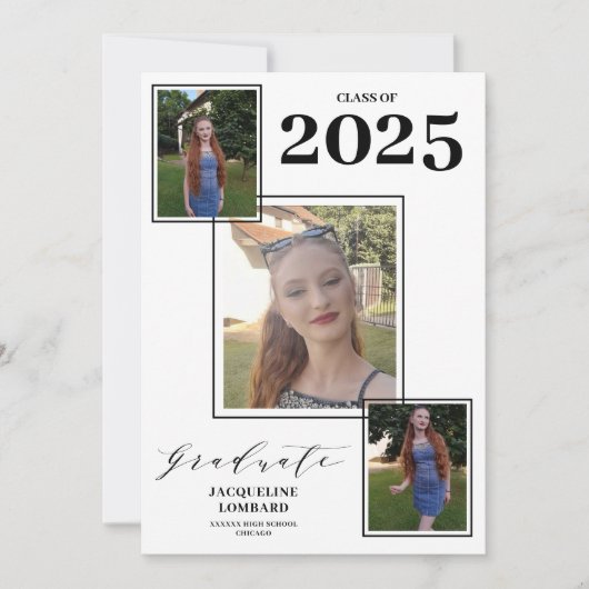 Aankondiging van afstuderen met meerdere foto's (Voorkant)