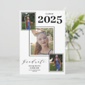 Aankondiging van afstuderen met meerdere foto's (Staand voorkant)