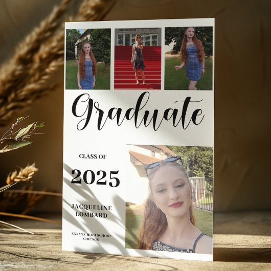Aankondiging van afstuderen met meerdere foto's