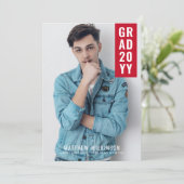 Aankondiging van afstuderen met rode tab (Staand voorkant)