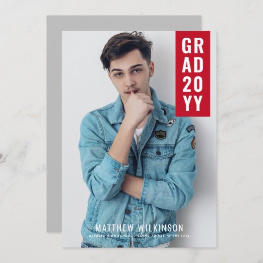 Aankondiging van afstuderen met rode tab (Voorkant / Achterkant)