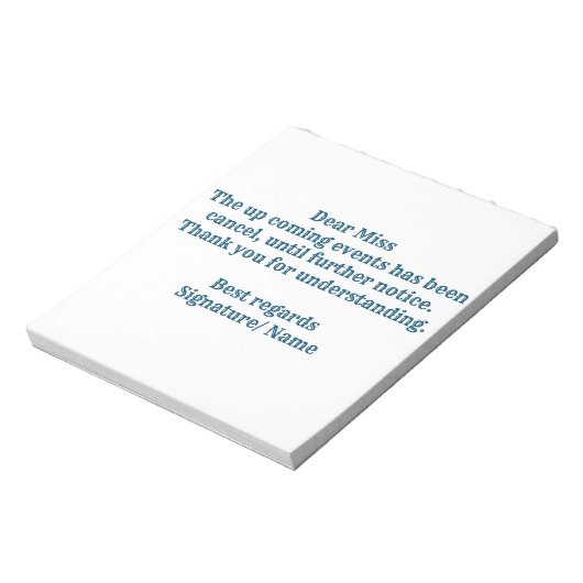 AANKONDIGING VAN afstuderen. NOTITIEBLOK (Linkerzijde)