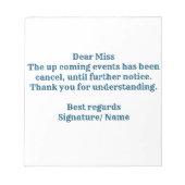 AANKONDIGING VAN afstuderen. NOTITIEBLOK (Voorkant)