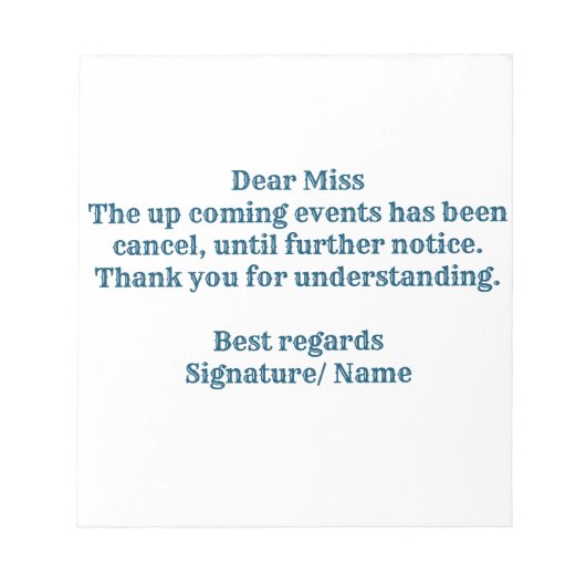 AANKONDIGING VAN afstuderen. NOTITIEBLOK (Voorkant)