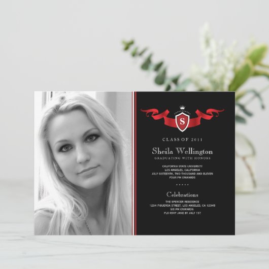 Aankondiging van Afstuderen op foto's schild (Staand voorkant)