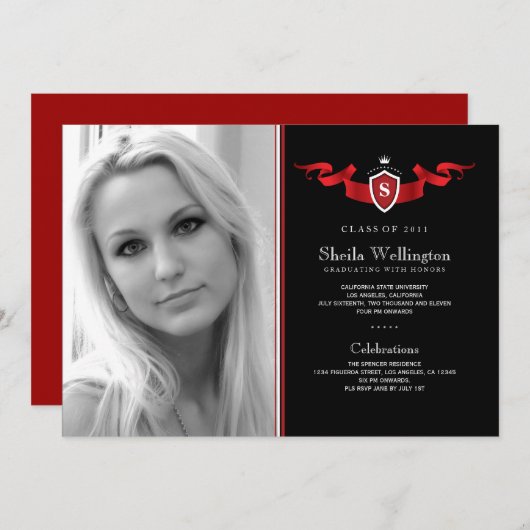 Aankondiging van Afstuderen op foto's schild (Voorkant / Achterkant)