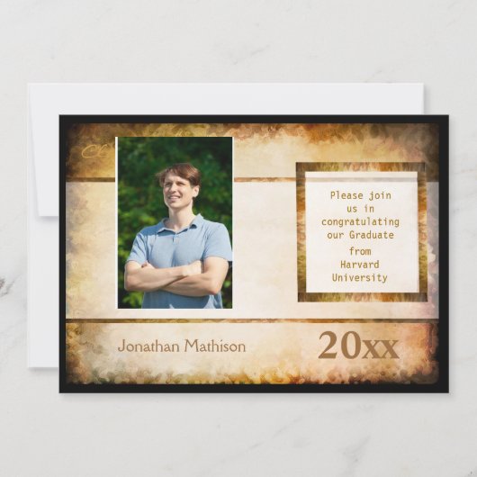 Aankondiging van afstuderen Parchment Foto-uitnodi (Voorkant)