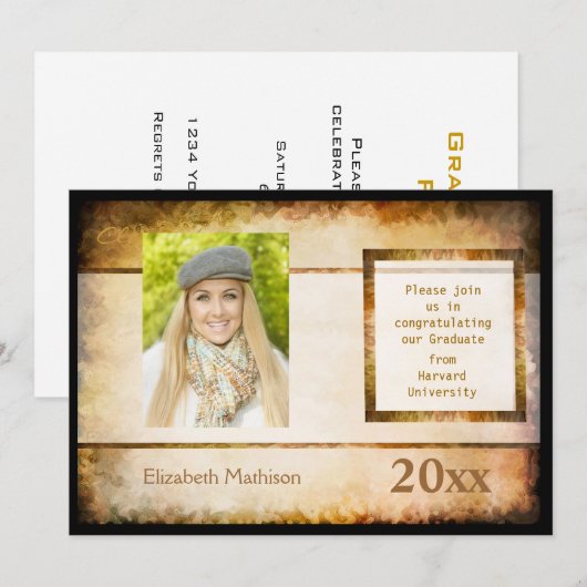 Aankondiging van afstuderen Parchment Foto-uitnodi (Voorkant / Achterkant)