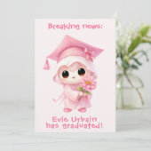 🎓Aankondiging van afstuderen van Chibi Blossom Kaart (Staand voorkant)
