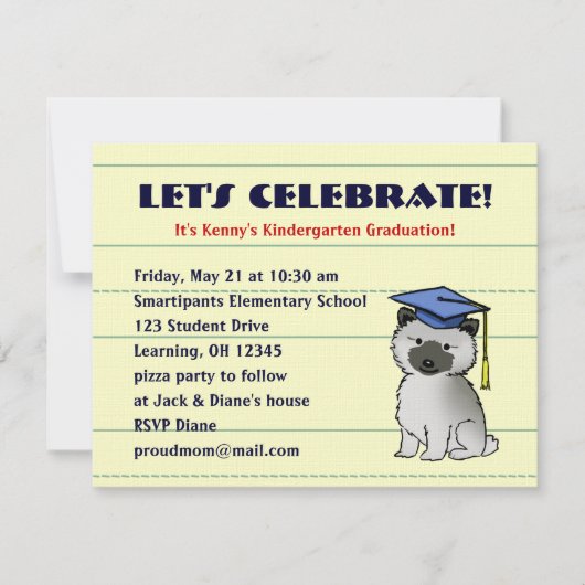 Aankondiging van afstuderen van Keeshond Puppy (Voorkant)