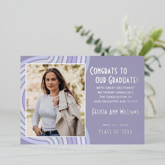 Aankondiging van Afstuderen van Lavender Violet Go (Staand Voorkant)