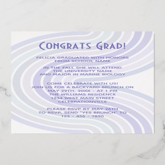 Aankondiging van Afstuderen van Lavender Violet Go (Achterkant)