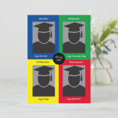 Aankondiging van afstuderen van vierling met foto' (Staand voorkant)