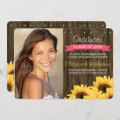 Aankondiging van Afstuderen van warme zonnebloemen (Voorkant / Achterkant)