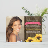 Aankondiging van Afstuderen van warme zonnebloemen (Staand voorkant)