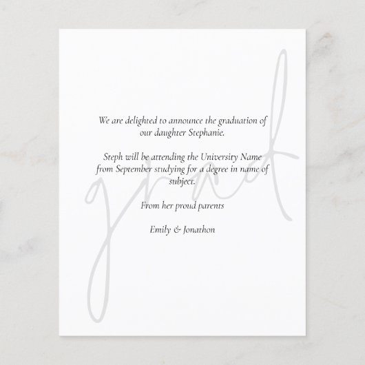 Aankondiging van Afstuderen voor moderne scripts Flyer (Achterkant)