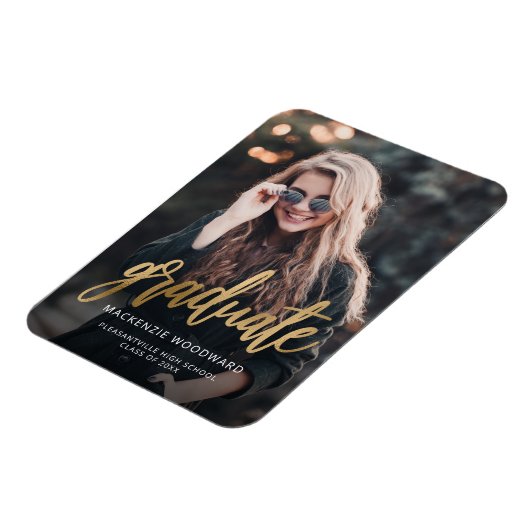 Aankondiging van Afstuderen voor Photo Gold Script Magneet (Linkerzijde)